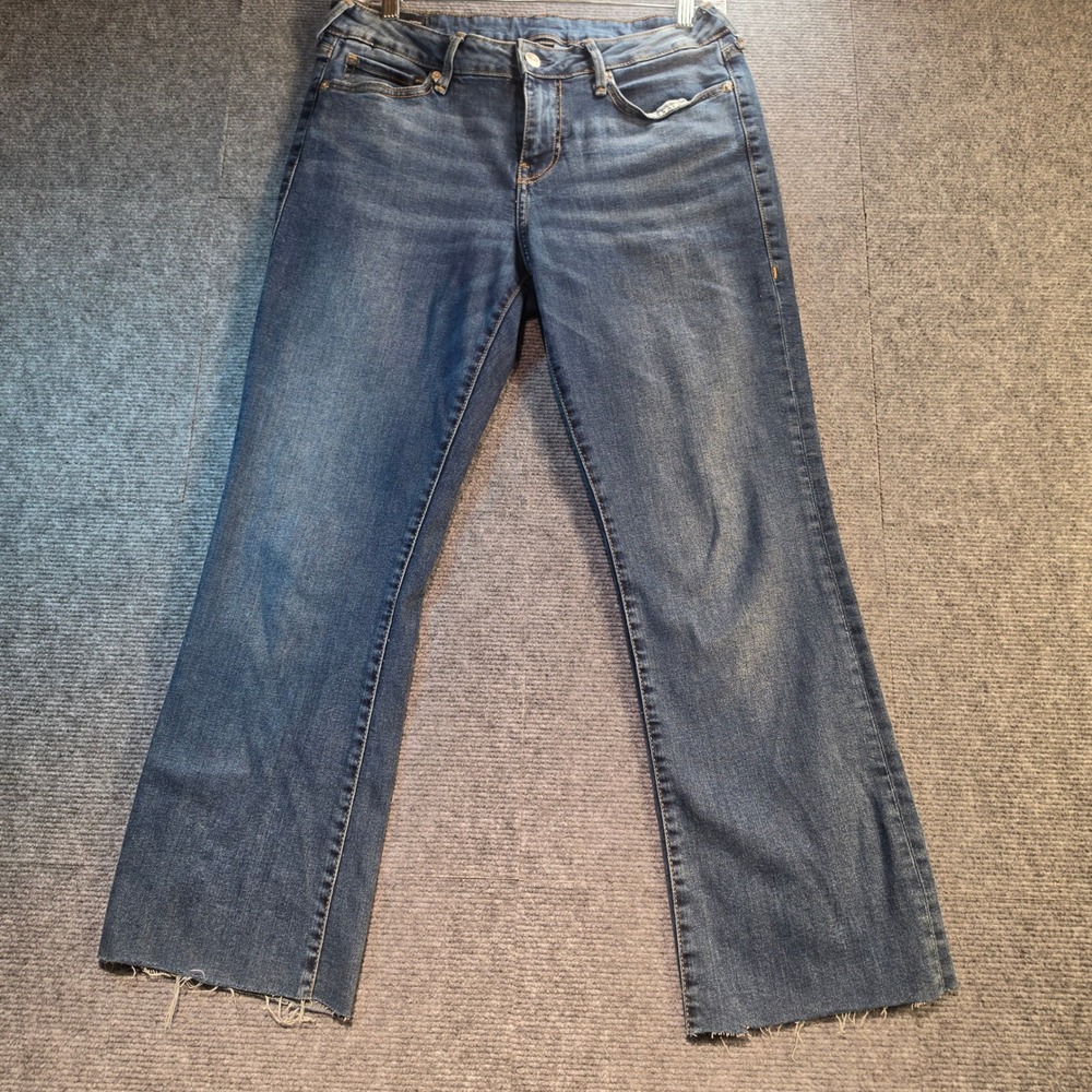 True Religion Becca Bootcut Jeans Women 31 Blue Good Raw Hem Mid Rise